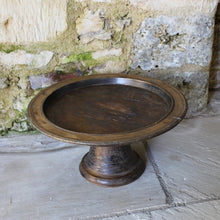 Load image into Gallery viewer, wooden-oak-turned-bowl-plate-offertory-early-antique-old-green-paint-fruitbowl- decorative-for- sale-gloucestershire-stroud-cotswolds-damon-blandford-antiques-kitchen-dinningroom-cotswoldliving
