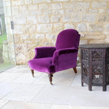 Load image into Gallery viewer, Low Victorian upholstered armchair
