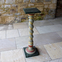 Load image into Gallery viewer, pedestal-marble-faux-french-painted-wooden-red-yellow-green-gloucestershire

