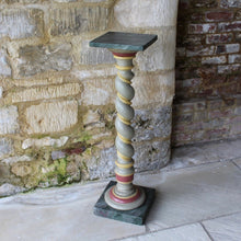 Load image into Gallery viewer, pedestal-marble-faux-french-painted-wooden-red-yellow-green-gloucestershire-polychrome
