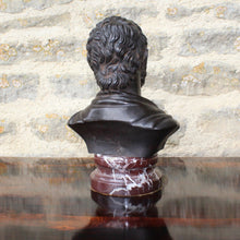 Load image into Gallery viewer, bronze-bust-pmormile-p-mormile-painted-patination-wear-roman-high-status-sculpture-marble-classical-neoclassical-decorative-marble-reddish-brown-for-sale-damon-blandford-antiques-stroud-valleys-cranham-gloucestershire-cotswolds-antiques-vintage-verso
