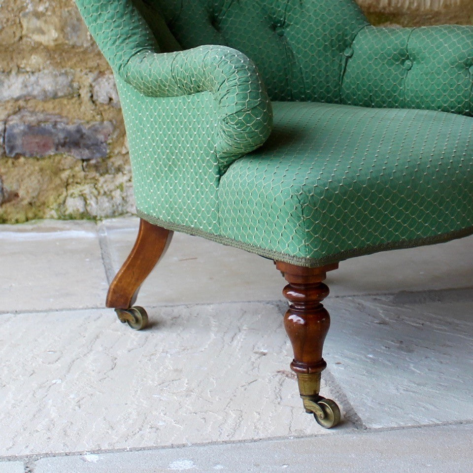 A diminutive Victorian button-backed salon chair