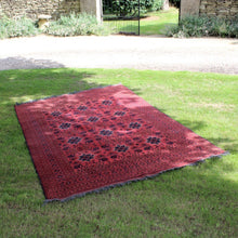 Load image into Gallery viewer, carpet-rug-fringe-red-pink-blue-ground-persian-large-hand-woven-eastern-dame-blandford-antique-vintage-antiques-for-sale-gloucestershire-stroud-gloucestershire-country-house-interior-design-outside-barn-house-coteswold-stone
